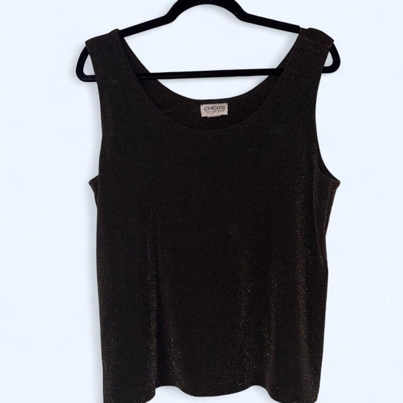 Tops - Chico's Black glittery tank top with a boho vibe #festivalvibes #glam Size 3 XL